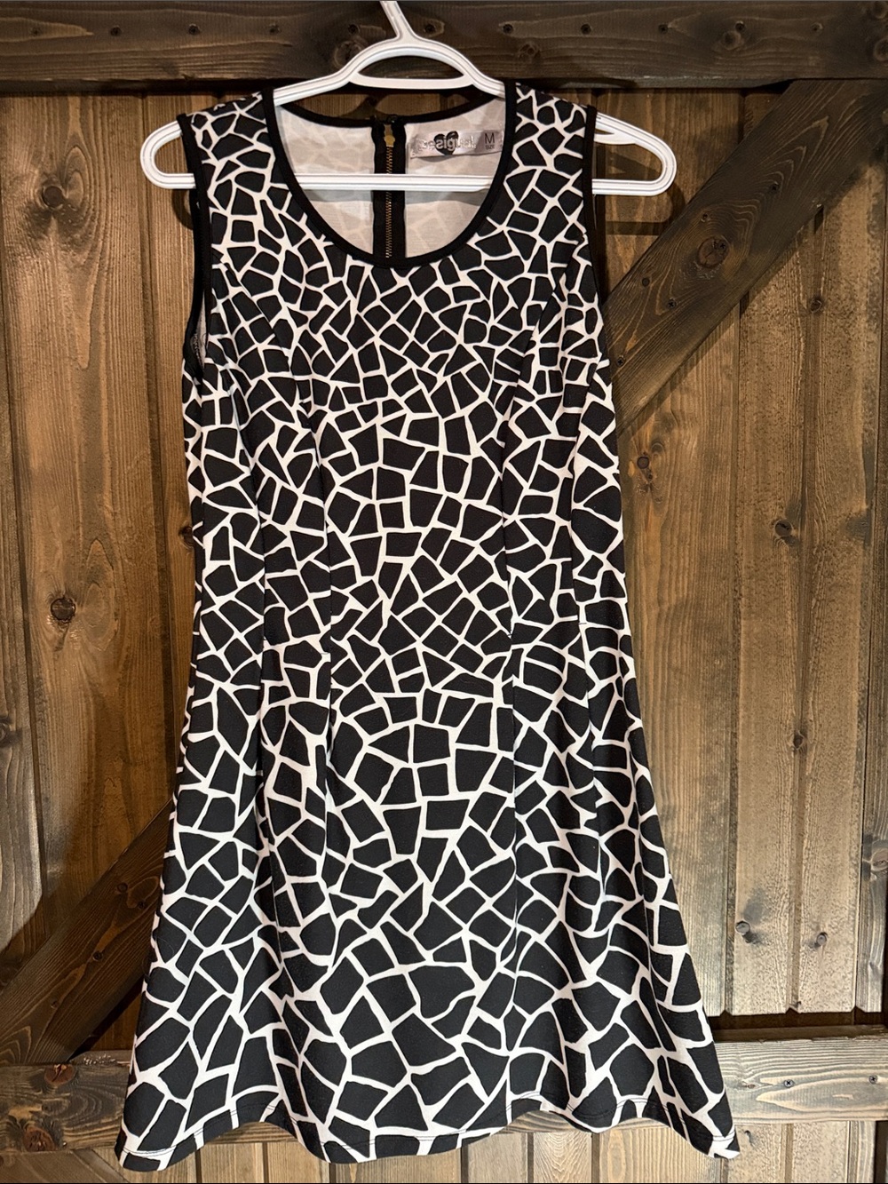 Desigual Black and White Mosaic Sleeveless Mini Dress